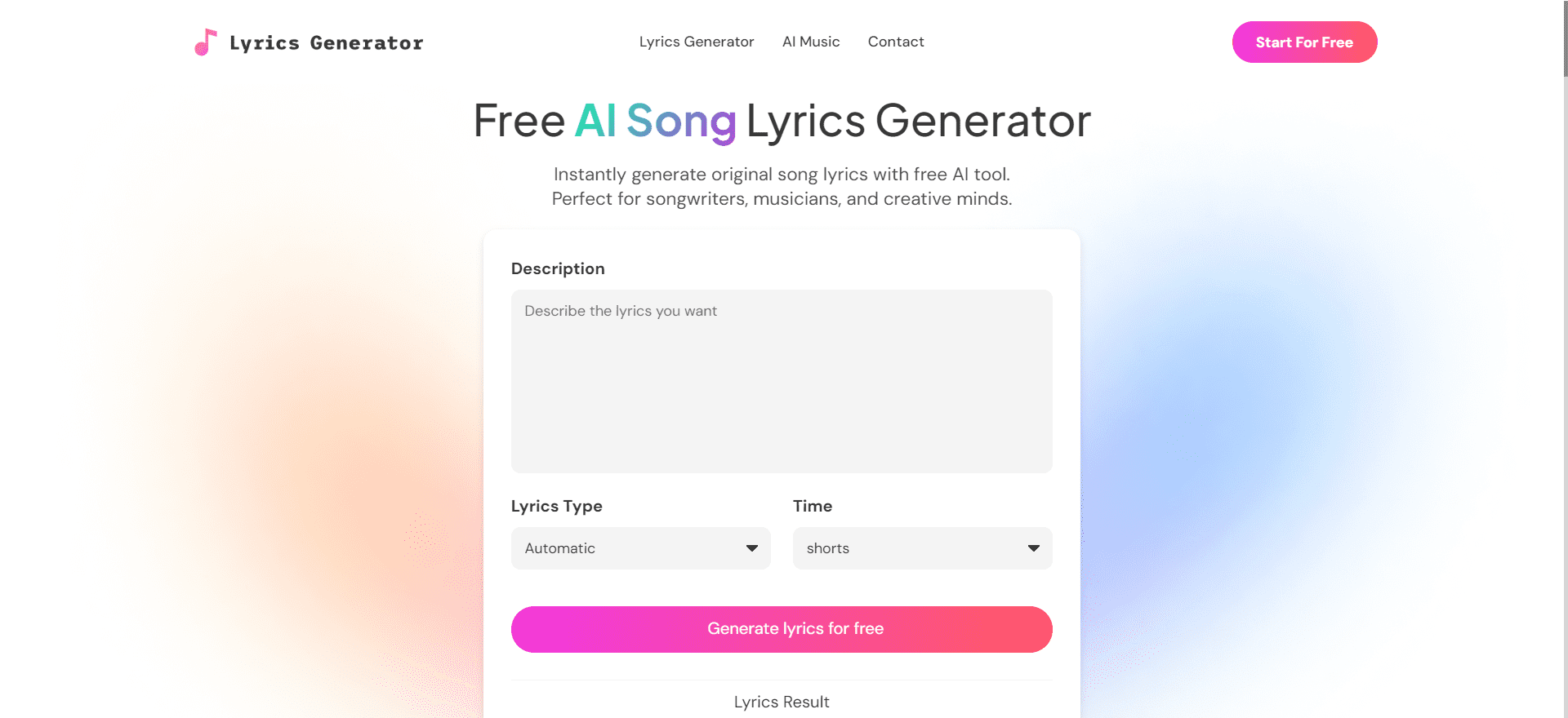  AI Lyrics Generator