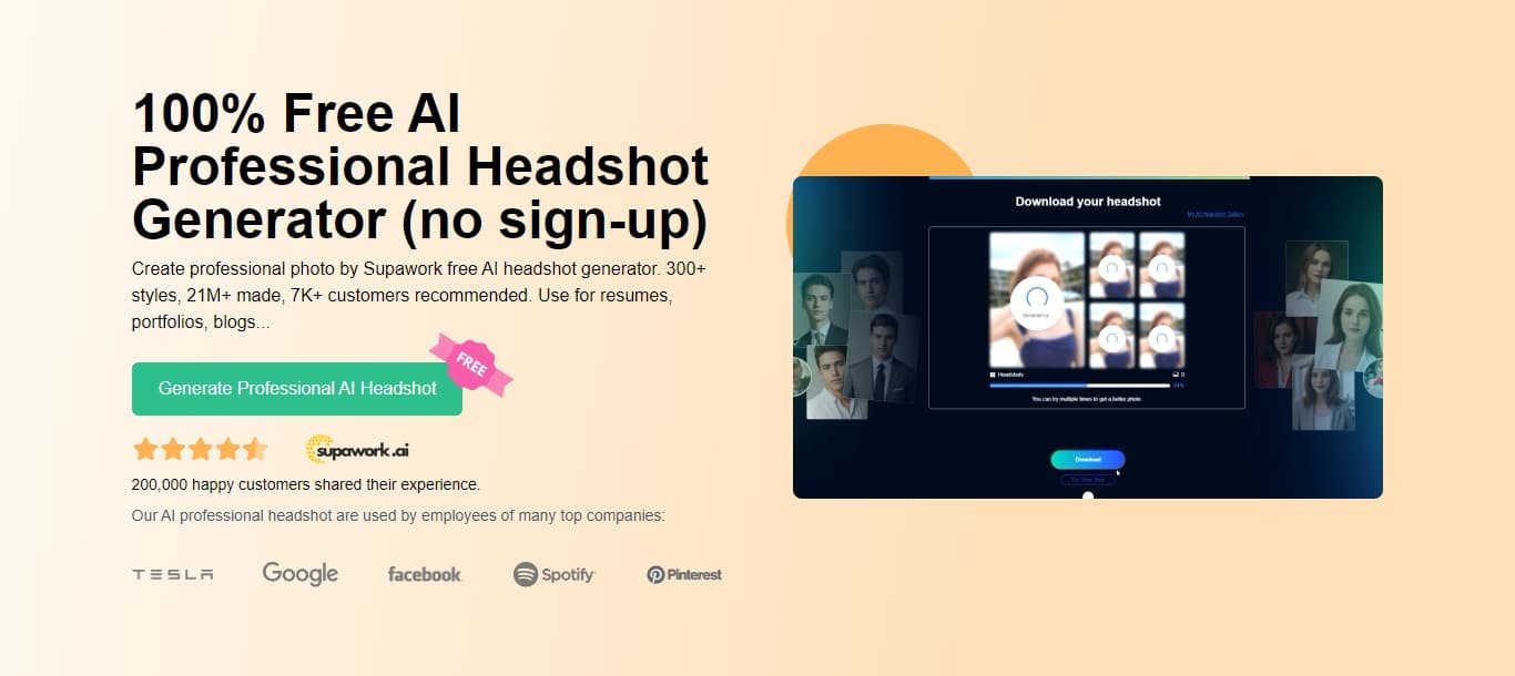 Free AI Headshot Generator | Supawork AI